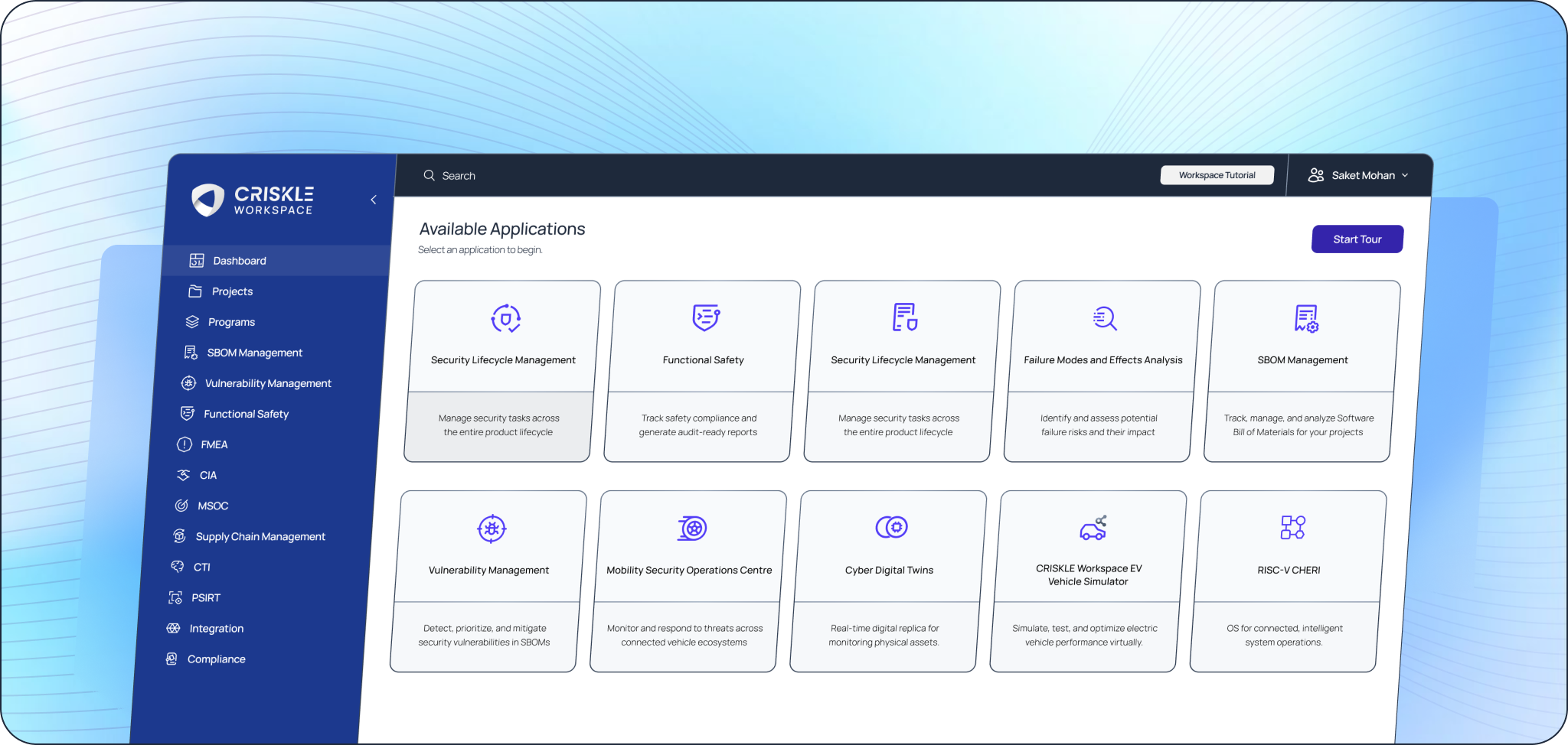 CRISKLE&trade; Workspace Dashboard